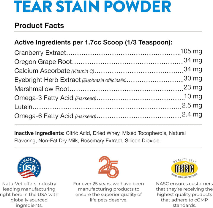 NaturVet Tear Stain Supplement Powder with Lutein | 200g