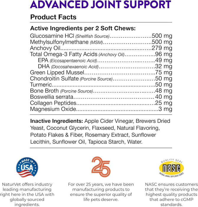 NaturVet Evolutions Advanced Joint Support Soft Chews | 90ct