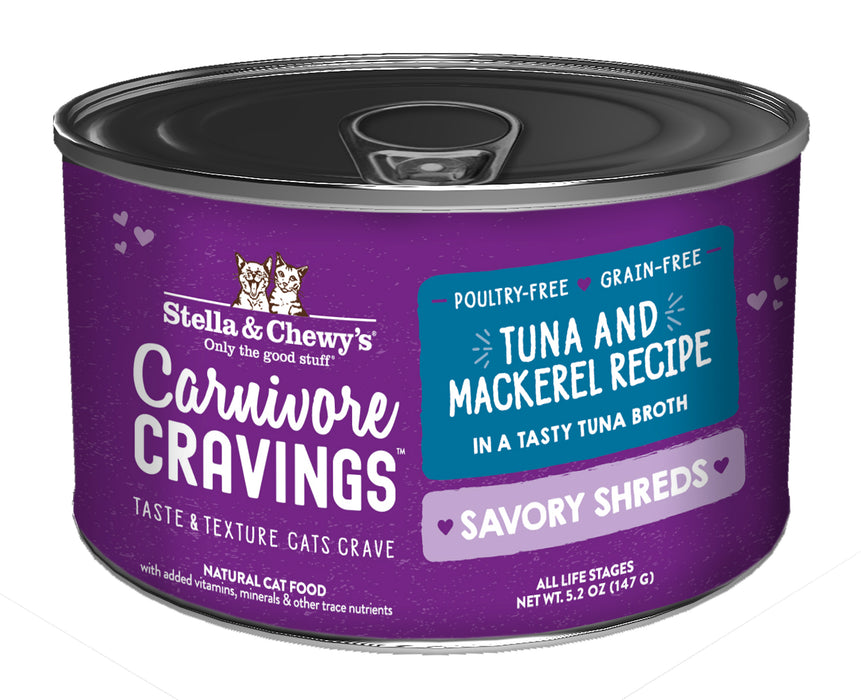 Stella & Chewy's Carnivore Cravings Savory Shreds Tuna & Mackerel in Broth | 5.2oz